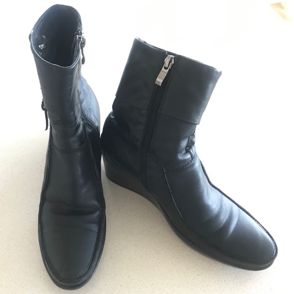 DUANNI Shoes - DUANNI European black leather wedge ankle boots 39